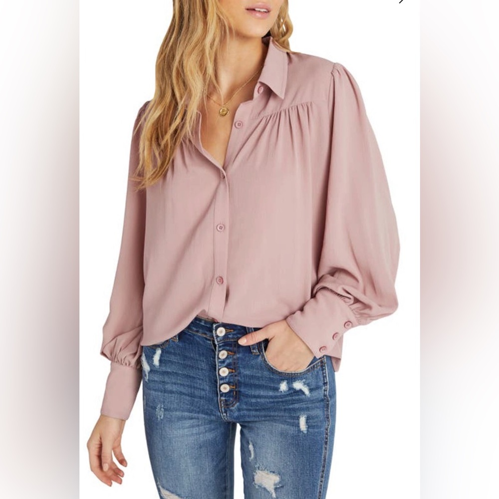 Vici Collection Pink Balloon Sleeve Button-Up Top Size Small (2-4) NWT